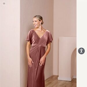Revelry Petite Gwen Velvet Dress in Dusty Rose